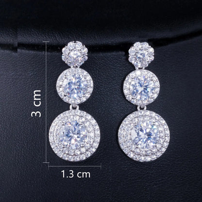 1 Pair Elegant Sweet Round Plating Inlay Copper Artificial Gemstones Zircon Rhodium Plated Silver Plated Drop Earrings