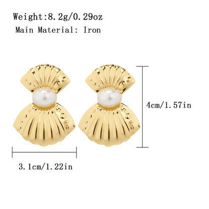 1 Pair Elegant Sweet Shell Plating Iron Gold Plated Drop Earrings