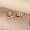 1 Pair Elegant Sweet Shield Plating Inlay 304 Stainless Steel Pearl Gold Plated Ear Studs