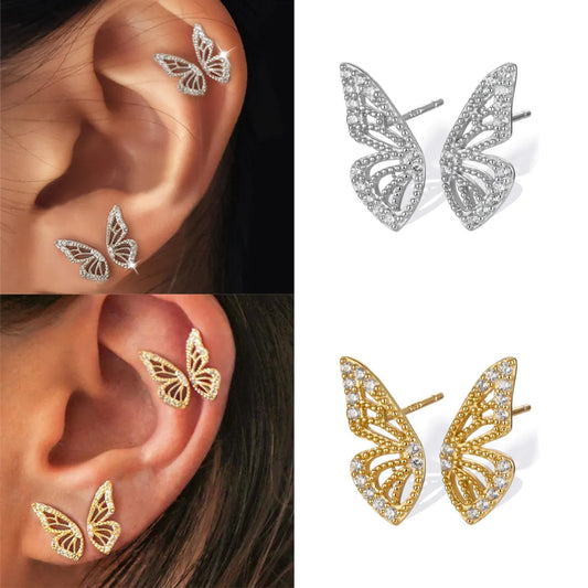 1 Pair Elegant Sweet Simple Style Butterfly Plating Inlay Copper Zircon 24k Gold Plated Ear Studs