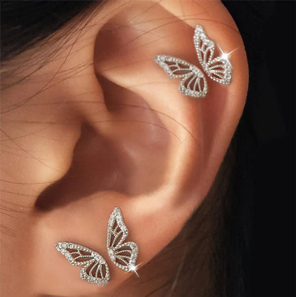 1 Pair Elegant Sweet Simple Style Butterfly Plating Inlay Copper Zircon 24k Gold Plated Ear Studs