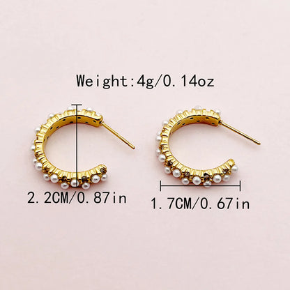 1 Pair Elegant Sweet Simple Style C Shape Plating Stainless Steel Gold Plated Earrings