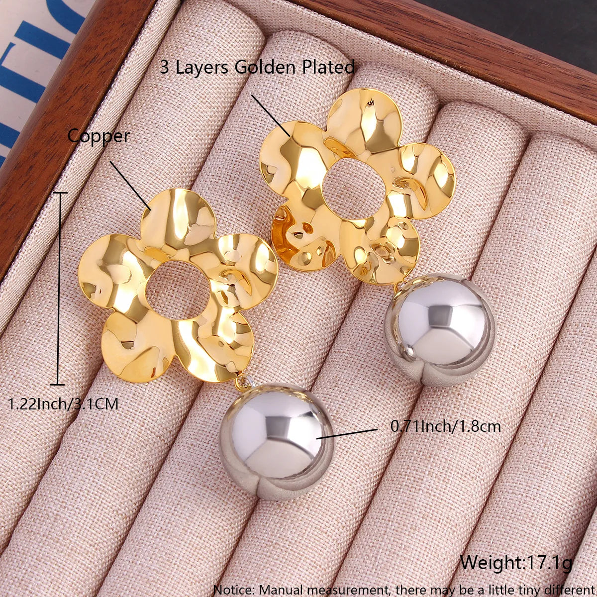 1 Pair Elegant Sweet Simple Style Flower Hollow Out Copper 18K Gold Plated Gold Plated Drop Earrings