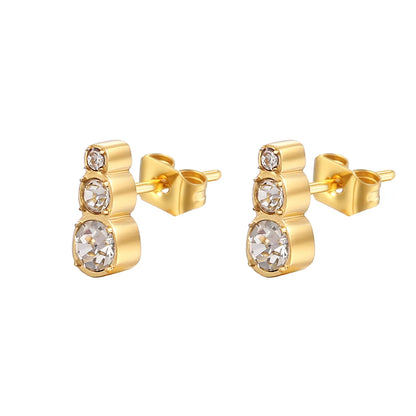 1 Pair Elegant Sweet Simple Style Gourd Plating Inlay 304 Stainless Steel Zircon 18K Gold Plated Ear Studs