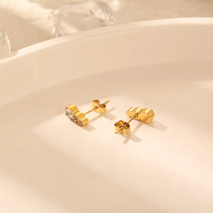 1 Pair Elegant Sweet Simple Style Gourd Plating Inlay 304 Stainless Steel Zircon 18K Gold Plated Ear Studs