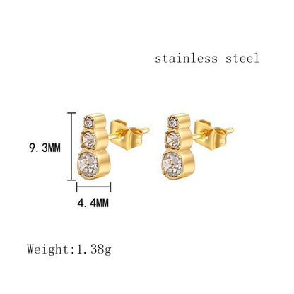 1 Pair Elegant Sweet Simple Style Gourd Plating Inlay 304 Stainless Steel Zircon 18K Gold Plated Ear Studs