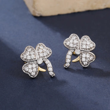 1 Pair Elegant Sweet Simple Style Shamrock Inlay Copper Zircon 18K Gold Plated Silver Plated Ear Studs