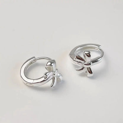 1 Pair Elegant Sweet Solid Color Bow Knot Handmade Copper White Gold Plated Earrings