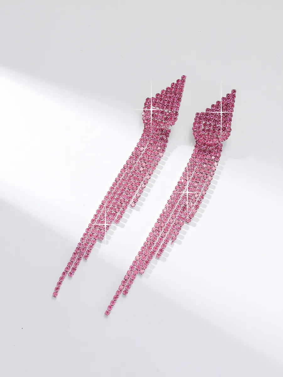 1 Pair Elegant Sweet Solid Color Plating Inlay Alloy Rhinestones Drop Earrings