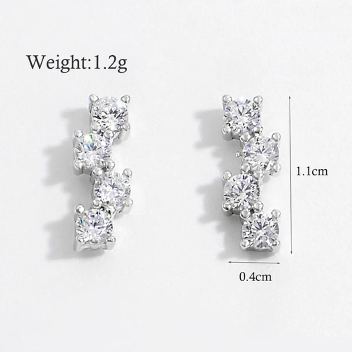 1 Pair Elegant Sweet Splicing Solid Color Plating Inlay Sterling Silver Zircon White Gold Plated Rhodium Plated Ear Studs