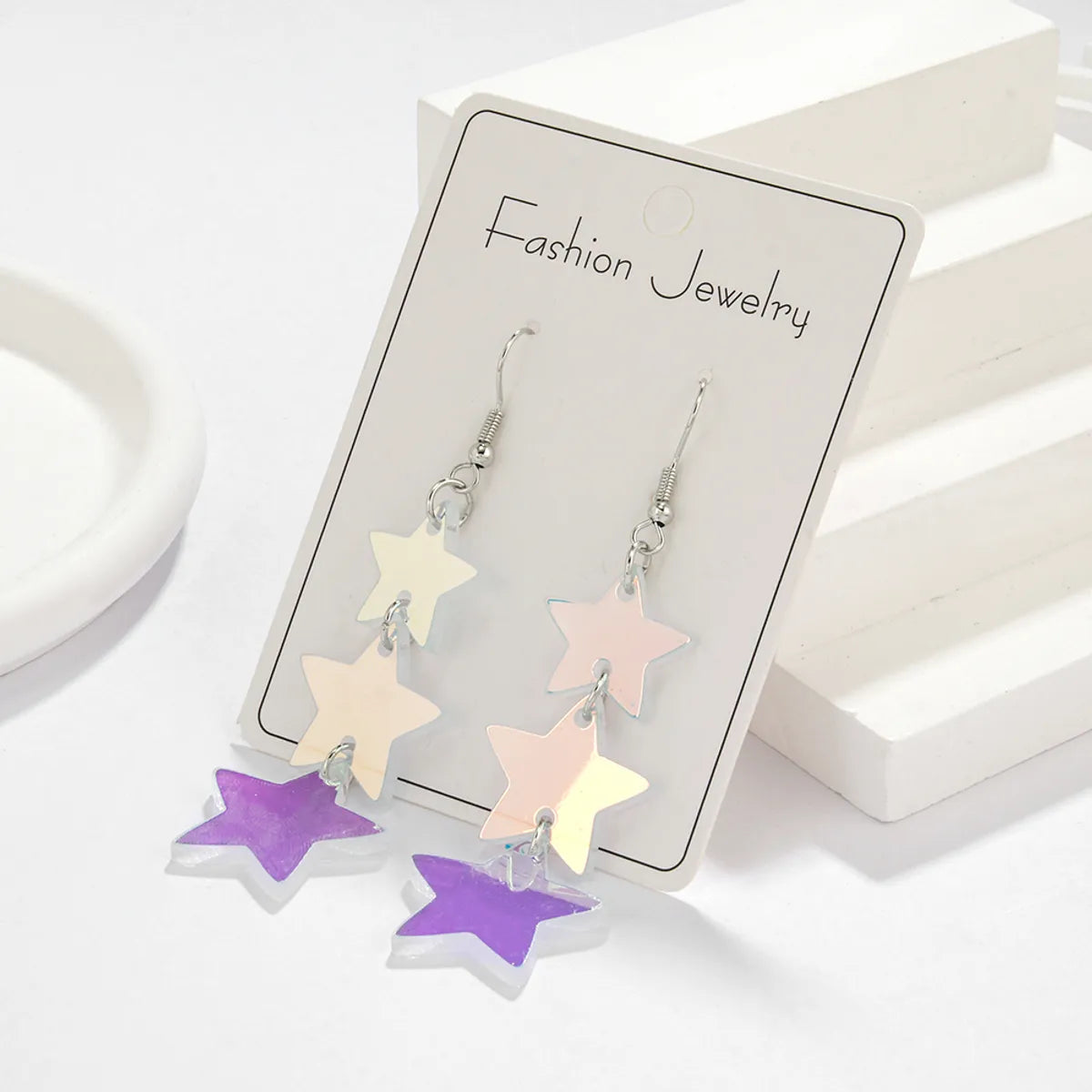 1 Pair Elegant Sweet Star Arylic Drop Earrings