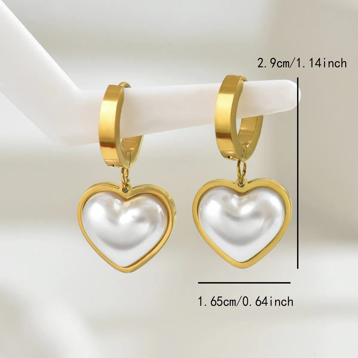 1 Pair Elegant Sweet Star Heart Shape Inlay 201 Stainless Steel Artificial Pearls 18K Gold Plated Drop Earrings