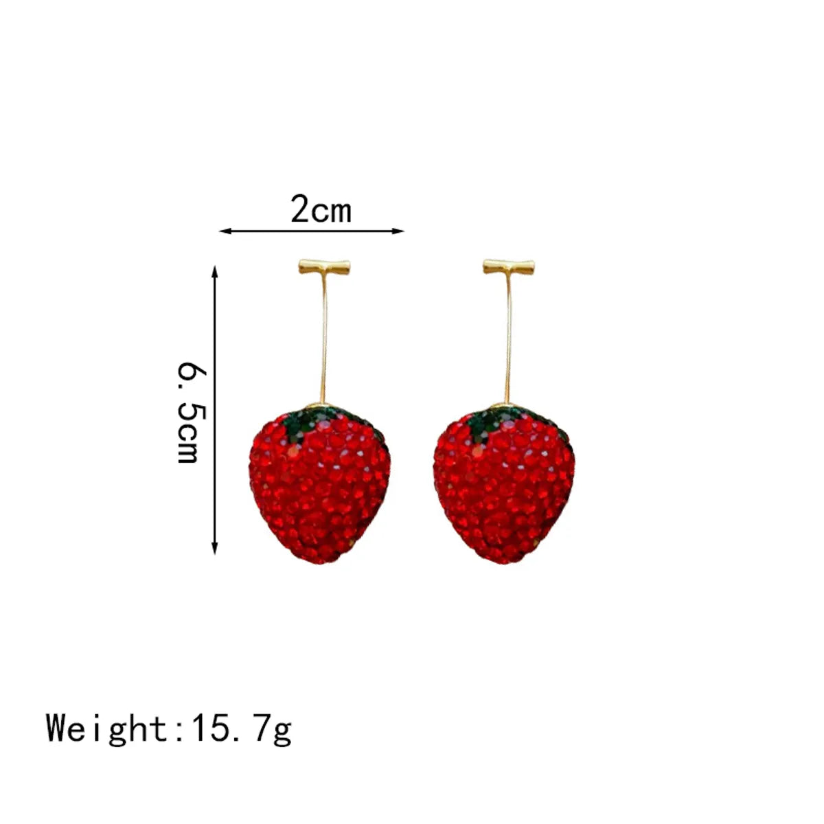 1 Pair Elegant Sweet Strawberry Inlay Alloy Artificial Rhinestones Drop Earrings