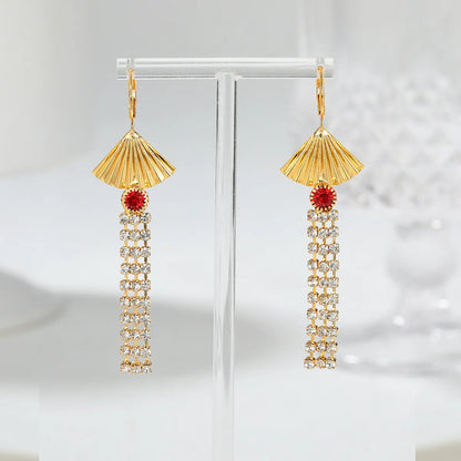 1 Pair Elegant Sweet Streetwear Star Inlay Copper Rhinestones Zircon 18K Gold Plated Drop Earrings