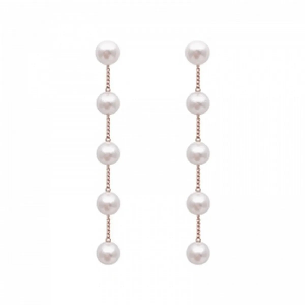 1 Pair Elegant Tassel Plating Artificial Pearl Iron Drop Earrings