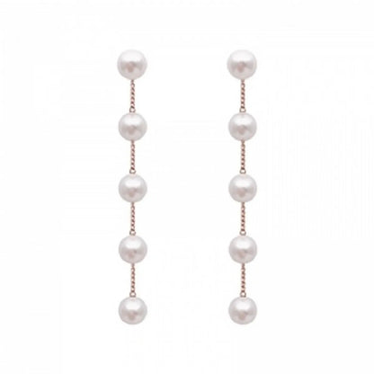 1 Pair Elegant Tassel Plating Artificial Pearl Iron Drop Earrings