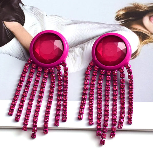 1 Pair Elegant Tassel Plating Inlay Alloy Artificial Gemstones Drop Earrings