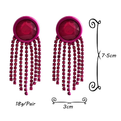 1 Pair Elegant Tassel Plating Inlay Alloy Artificial Gemstones Drop Earrings