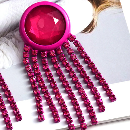 1 Pair Elegant Tassel Plating Inlay Alloy Artificial Gemstones Drop Earrings