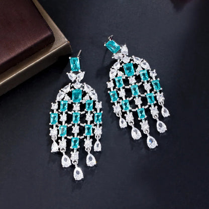 1 Pair Elegant Tassel Plating Inlay Copper Zircon Drop Earrings