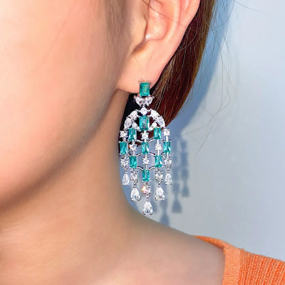 1 Pair Elegant Tassel Plating Inlay Copper Zircon Drop Earrings