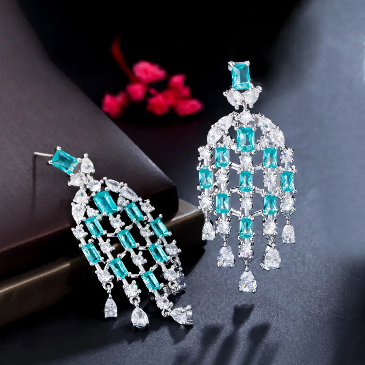 1 Pair Elegant Tassel Plating Inlay Copper Zircon Drop Earrings