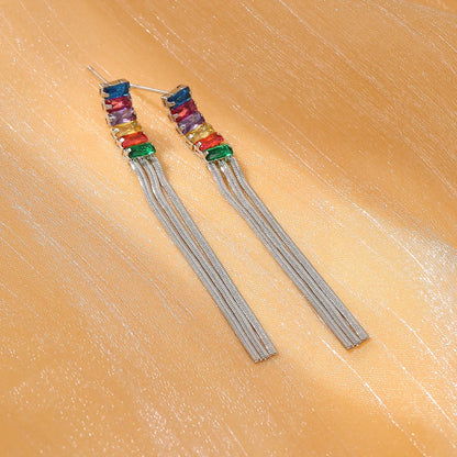 1 Pair Elegant Tassel Tassel 304 Stainless Steel Drop Earrings