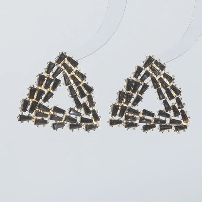 1 Pair Elegant Triangle Geometric Plating Inlay Alloy Zircon Ear Studs