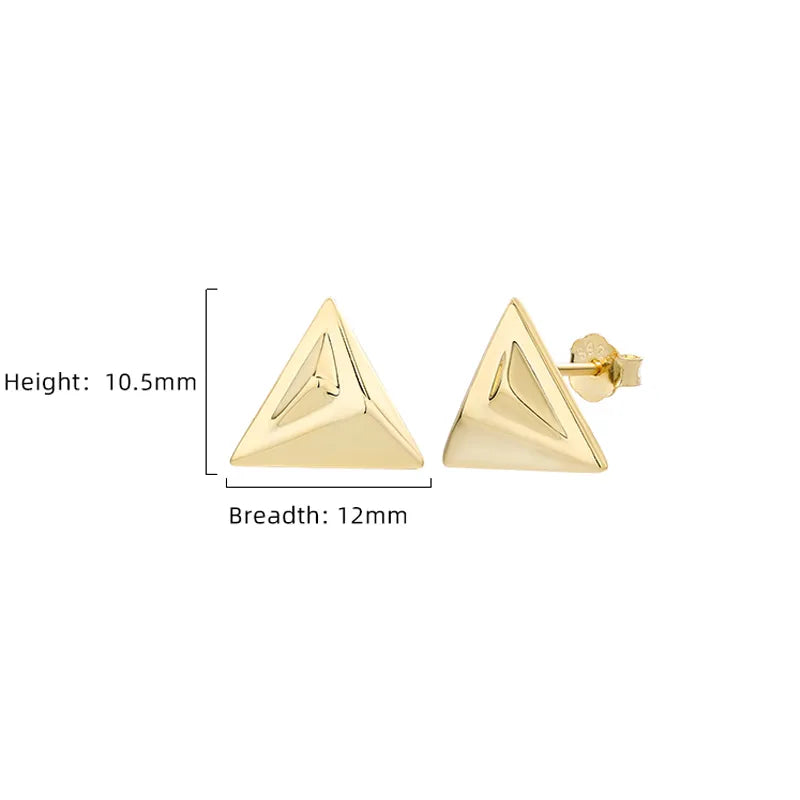 1 Pair Elegant Triangle Polishing Sterling Silver 18K Gold Plated White Gold Plated Ear Studs