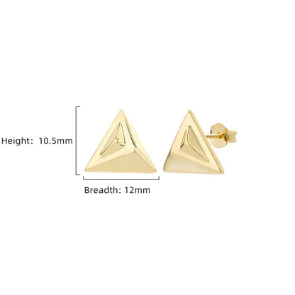 1 Pair Elegant Triangle Polishing Sterling Silver 18K Gold Plated White Gold Plated Ear Studs