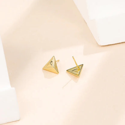 1 Pair Elegant Triangle Polishing Sterling Silver 18K Gold Plated White Gold Plated Ear Studs