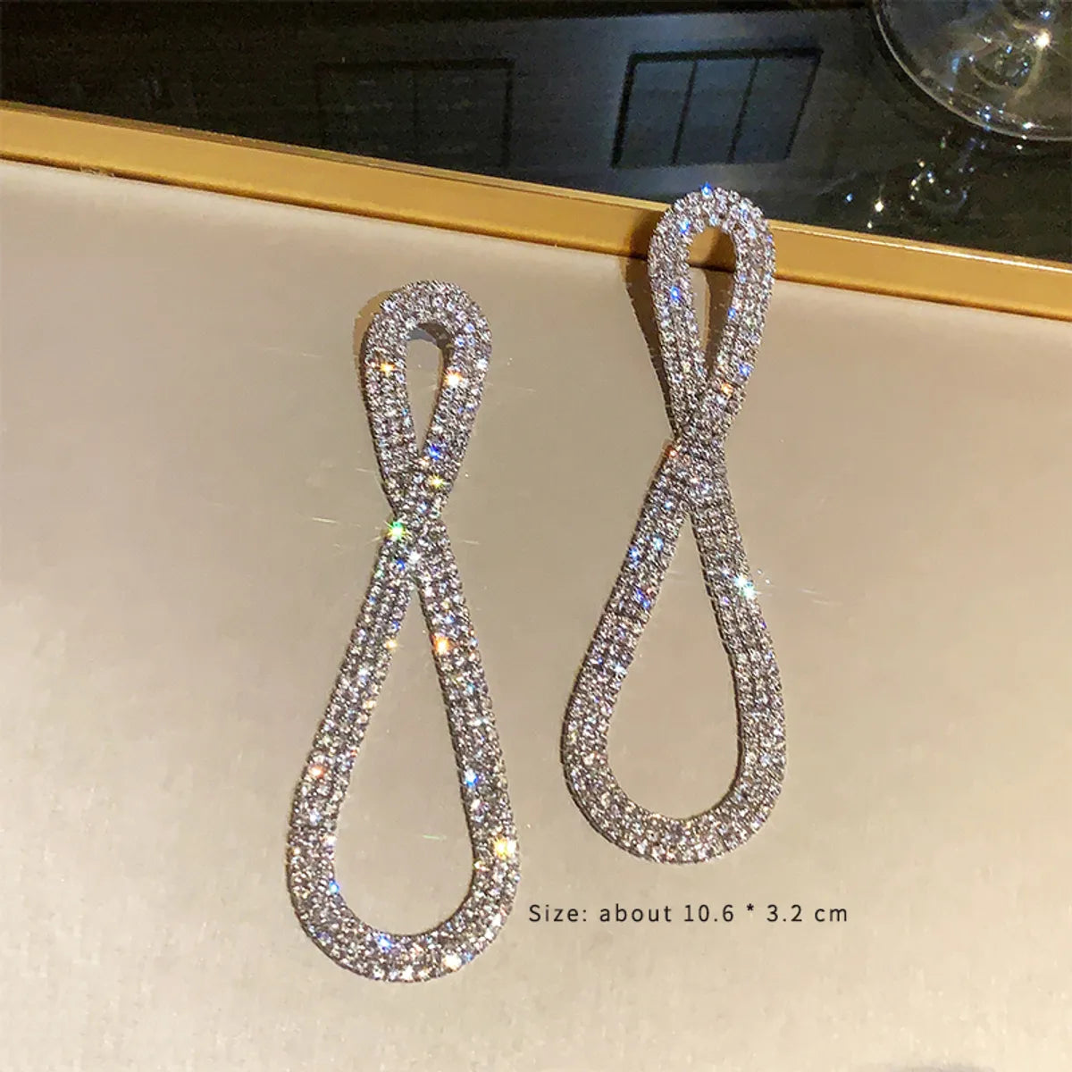 1 Pair Elegant Triangle Snake Plating Inlay Alloy Copper Alloy Artificial Rhinestones 18k Gold Plated White Gold Plated Drop Earrings