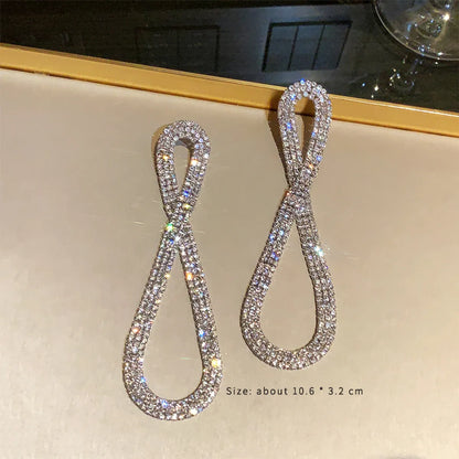 1 Pair Elegant Triangle Snake Plating Inlay Alloy Copper Alloy Artificial Rhinestones 18k Gold Plated White Gold Plated Drop Earrings