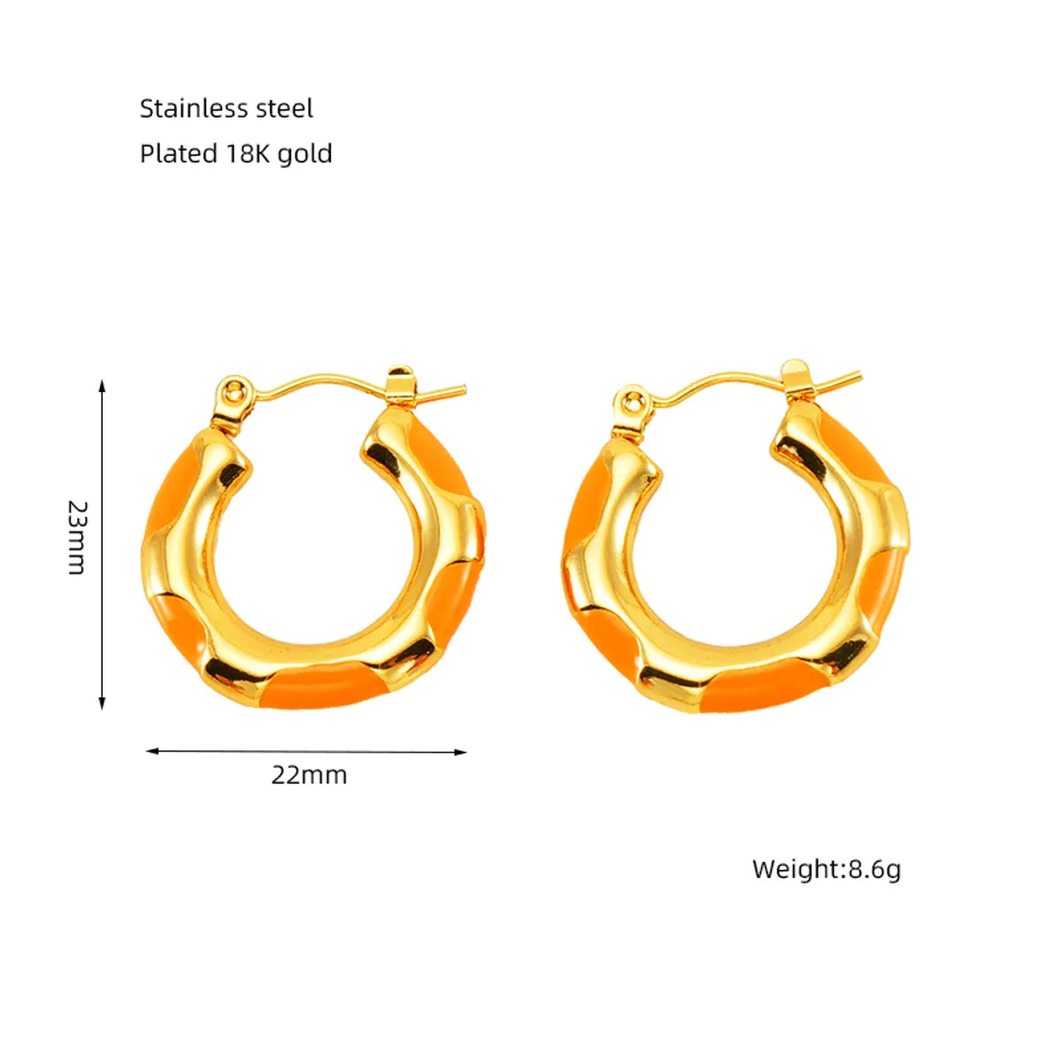 1 Pair Elegant U Shape Plating Stainless Steel Titanium Steel 18K Gold Plated Earrings