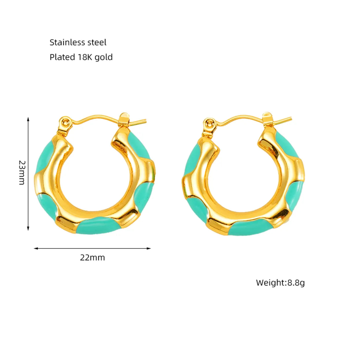 1 Pair Elegant U Shape Plating Stainless Steel Titanium Steel 18K Gold Plated Earrings