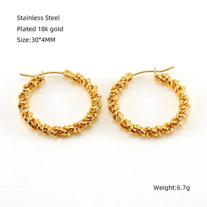 1 Pair Elegant U Shape Plating Stainless Steel Titanium Steel 18K Gold Plated Hoop Earrings