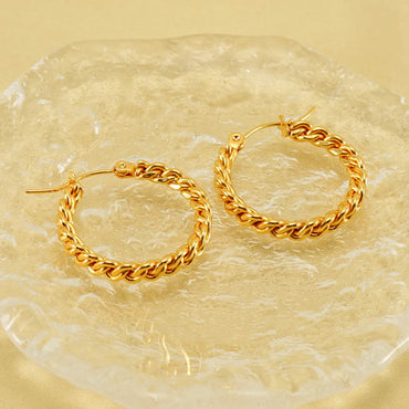 1 Pair Elegant U Shape Plating Stainless Steel Titanium Steel 18K Gold Plated Hoop Earrings