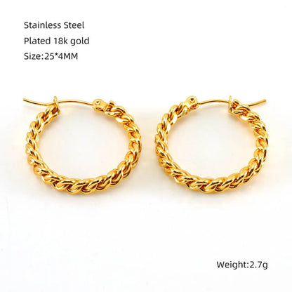 1 Pair Elegant U Shape Plating Stainless Steel Titanium Steel 18K Gold Plated Hoop Earrings