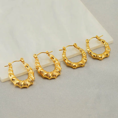 1 Pair Elegant U Shape Polishing Plating Stainless Steel 18k Gold Plated Earrings