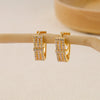 1 Pair Elegant V Shape Argyle Inlay Copper Zircon Earrings