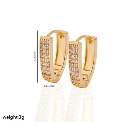 1 Pair Elegant V Shape Argyle Inlay Copper Zircon Earrings