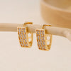 1 Pair Elegant V Shape Argyle Inlay Copper Zircon Earrings