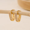 1 Pair Elegant V Shape Argyle Inlay Copper Zircon Earrings