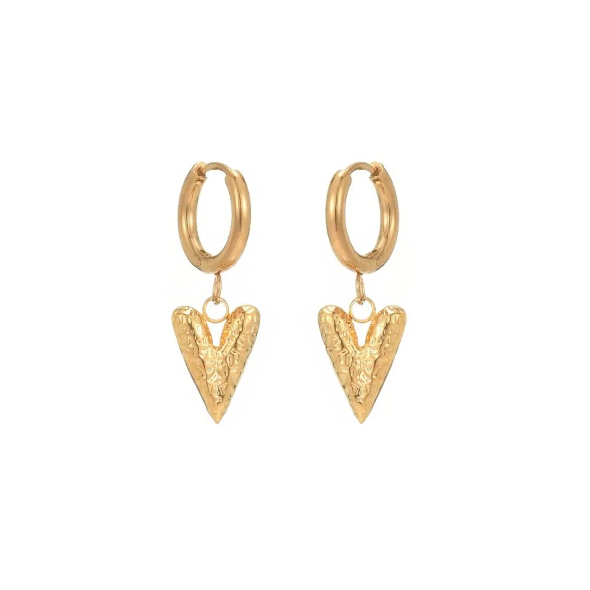 1 Pair Elegant V Shape Plating Stainless Steel 18k Gold Plated Drop Earrings