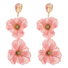 1 Pair Elegant Vacation Classic Style Flower Hollow Out Inlay Alloy Rhinestones Glass Silver Plated Drop Earrings