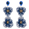 1 Pair Elegant Vacation Classic Style Flower Hollow Out Inlay Alloy Rhinestones Glass Silver Plated Drop Earrings