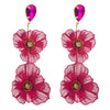 1 Pair Elegant Vacation Classic Style Flower Hollow Out Inlay Alloy Rhinestones Glass Silver Plated Drop Earrings