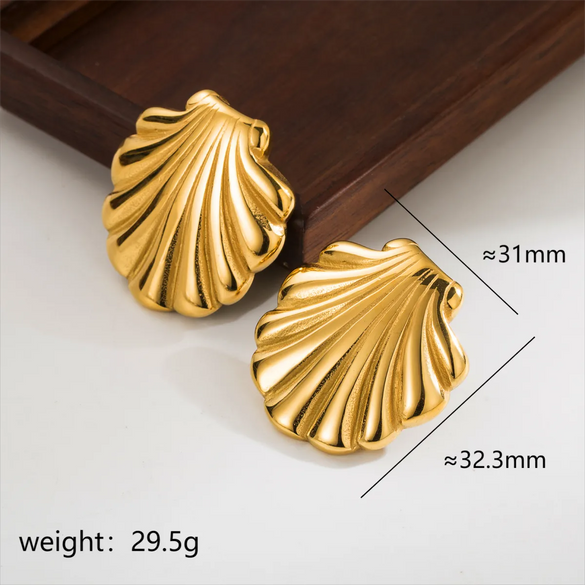 1 Pair Elegant Vacation Classic Style Shell Plating Stainless Steel 18k Gold Plated Ear Studs