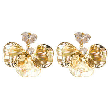 1 Pair Elegant Vacation Flower Plating Inlay Alloy Rhinestones Gold Plated Silver Plated Drop Earrings