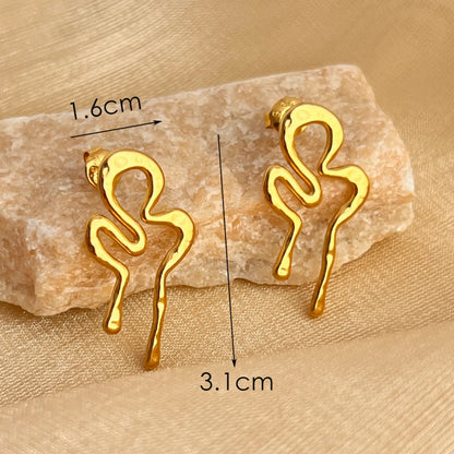 1 Pair Elegant Vacation Lines Polishing 304 Stainless Steel 18K Gold Plated Ear Studs